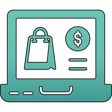 Çevrimiçi alışveriş simgesi renk ana hatları vektörü