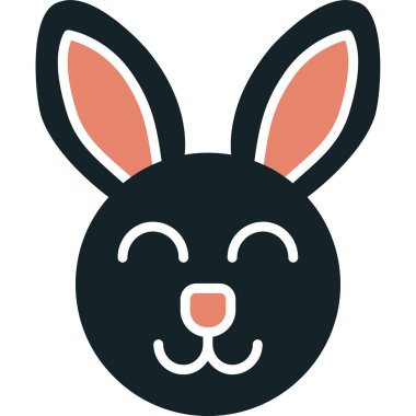 Kulaklı sevimli tavşan kafası, vektör çizimi, simge