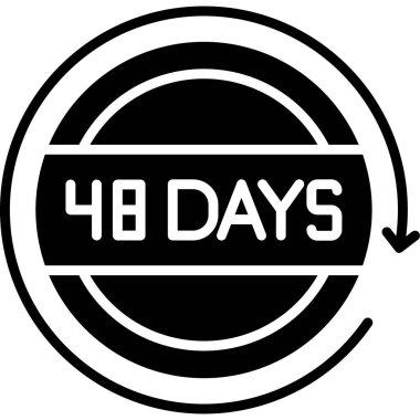 45 gün siyah simge, işaret vektörü, düz biçim