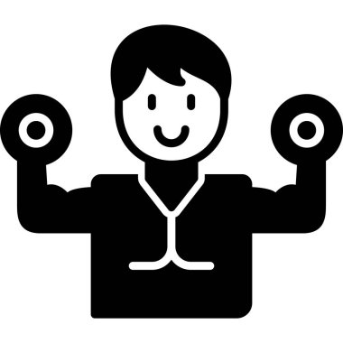 Dambıl simgesi olan adam, vektör illüstrasyonu