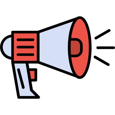 El yapımı megafon ikonu. Beyaz vektör üzerinde izole edilmiş vektör çizimi