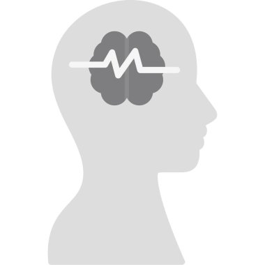 İnsan başlı beyin, siluet tarzı, vektör