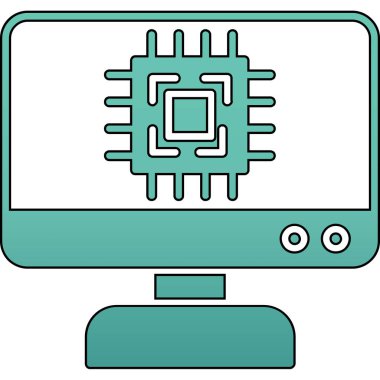 Bilgisayar işlemcisi. Web simgesi basit illüstrasyon