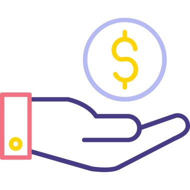 El tutuşu dolar simgesi düz stil