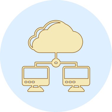 Bulut hesaplama simgesi. Web için bulut hesaplama vektör simgelerinin düz çizimi