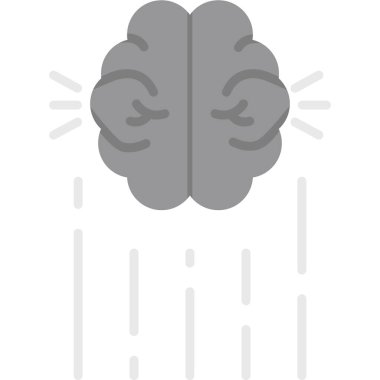 Yağmur ve bulut simgesi olan insan beyni. Düz stil. vektör.