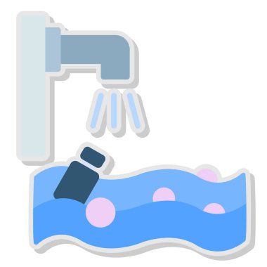 Su musluğu simgesi ile el, vektör illüstrasyonu