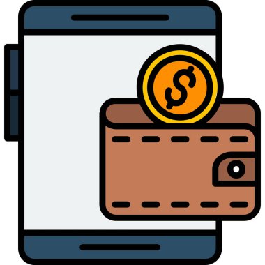 Sikke simgesi renk çizgisi vektörlü cüzdan