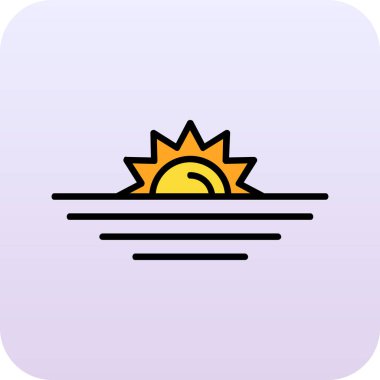 sunrise vector flat color icon