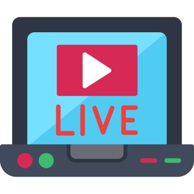 Dolu tasarım tarzında canlı yayın video simgesi