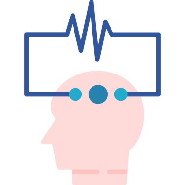 Stetoskop ve kardiyogram çizgisi vektör illüstrasyonlu beyin
