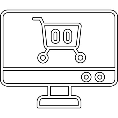 Bilgisayar simgesi olan alışveriş arabası