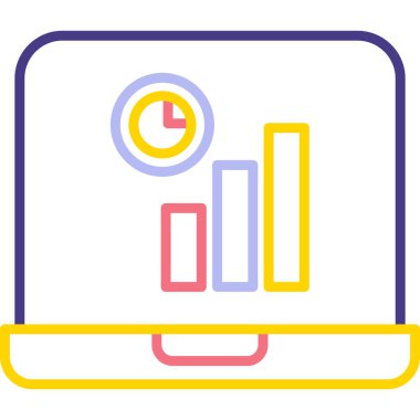 grafik simgesi çizimi olan dizüstü bilgisayar