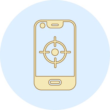 Beyaz arkaplanda mavi daireli altın sikkeli akıllı telefon