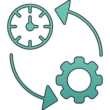 Farklı boyutlarda dişliler ve oklar.