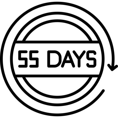 5, 5, 6, 5, geri sayım zamanlayıcısı simgesi ana hat biçiminde