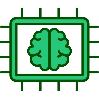 Yapay zeka ikonu. Taslak yapay zeka vektör rengi düz izole