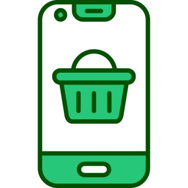 Telefonlu alışveriş sepeti, vektör çizimi