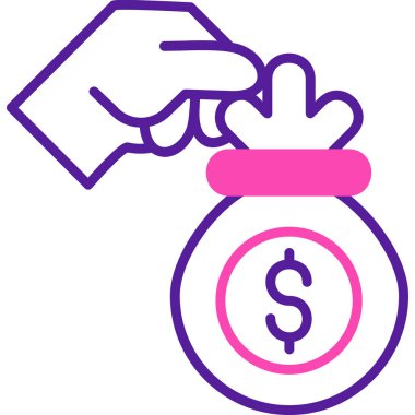 Dolar işareti simgesi olan el, vektör illüstrasyonu