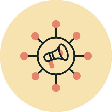 Bir covid 'in kırmızı yuvarlak ikonunun vektör çizimi - 19 koronavirüs