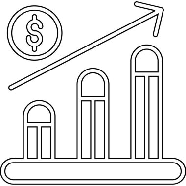 Ok simgesi ve vektör illüstrasyonlu dolar işareti