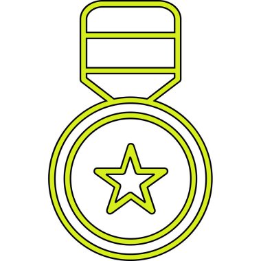 Madalya simgesi. Anahat illüstrasyon madalya vektör simgesi web için