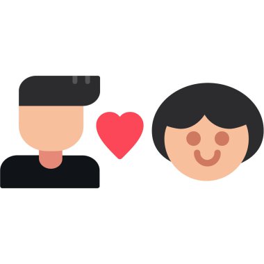 Kalp ikonu vektör çizimine sahip aşk çifti