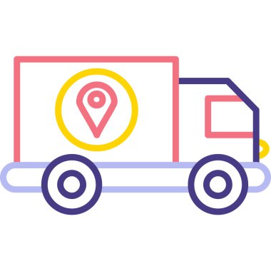 araba dağıtım konumu simgesi - taslak biçimi