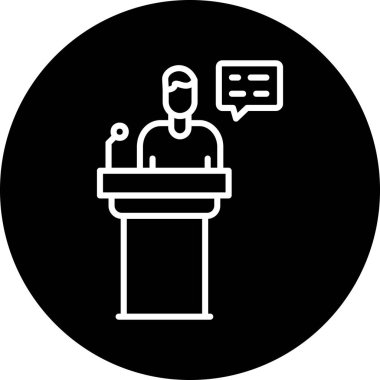 konuşma konferansı simgesi, vektör illüstrasyonu