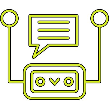 Bilgisayar monitörü ve sohbet simgesi. vektör illüstrasyonu