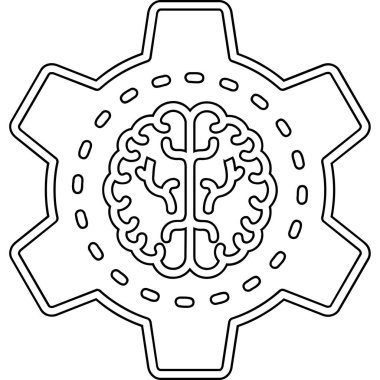 Beyin simgesi. Beyin vektör simgesi web için anahat çizimi