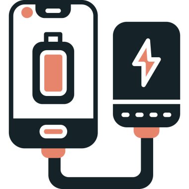 Pil şarj ikonu. Basit elektrik yük vektör çizimi tasarımı