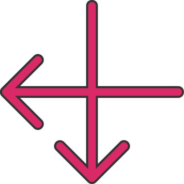 ok ana hatlarını genişlet. biçim dış hat vektör simgesi, pembe renk, beyaz arkaplan.