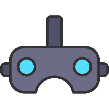 sanal gerçeklik vr simgesi, düz tasarım