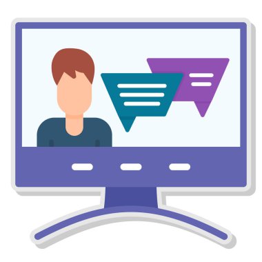 Konuşma kabarcığı vektör çizimi olan genç adam