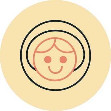 Kadın yüz ikon vektör illüstrasyonu