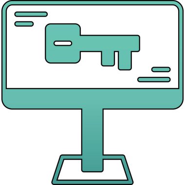 Bilgisayar monitörü simgesi. Taslak bilgisayar monitörü vektör rengi düz izole