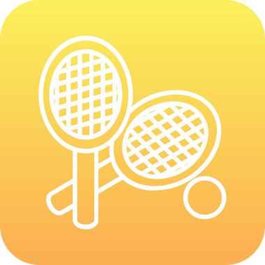 Tenis raketi ve top ikonu, basit vektör illüstrasyonu