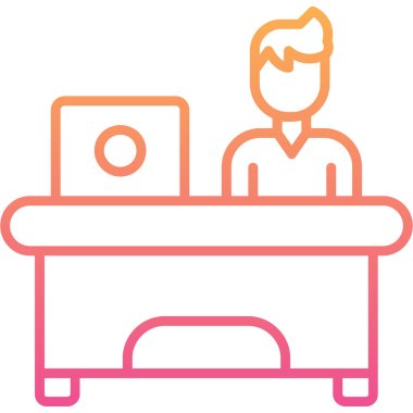 dizüstü bilgisayar kutsal kişilerin resmi, vektör çizim ile adam