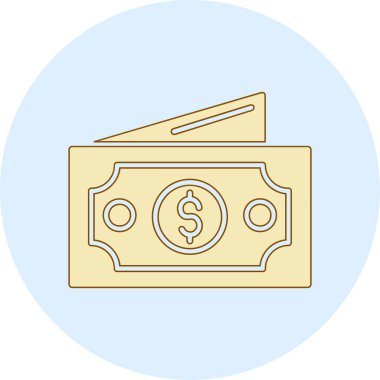 Para ikonlu cüzdan. Web için para vektör simgesi ile paranın basit illüstrasyonuName