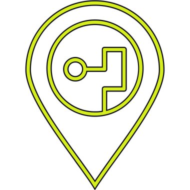 Harita belirleyici simgesi. Çizgi haritası işaretleyici vektör rengi düz izole