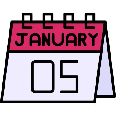 Ocak takvimi simgesi, basit biçim vektör illüstrasyonu