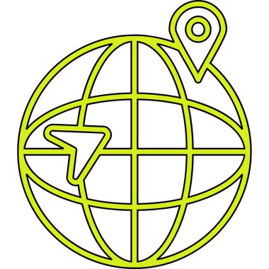 küresel harita simgesi. özet küresel harita vektör rengi düz izole