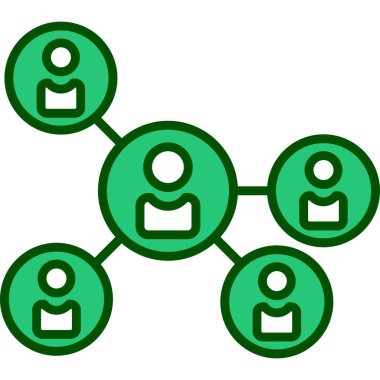 Sosyal ağ vektör simgesi. biçim iki renkli düz sembol, eko yeşil ve gri renkler, yuvarlak açılar, beyaz arkaplan