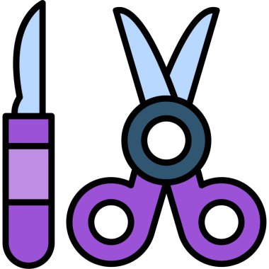 Makas simgesi. Web için makas vektör simgelerinin özet çizimi