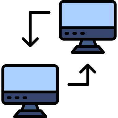 Bilgisayar monitörü simgesi, vektör illüstrasyonu beyaz arkaplanda izole edildi