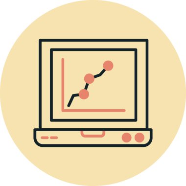 grafik simgesi çizimi olan dizüstü bilgisayar
