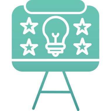 Yıldız ikonlu ampul. Ağ için yıldız vektör simgeleriyle basit bir ampul çizimi