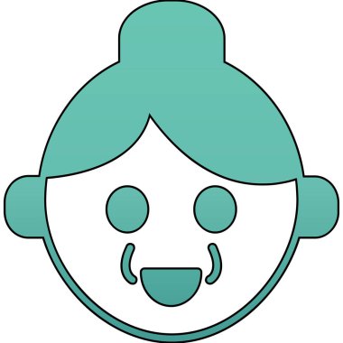 Bebek kız yüzü ikonu. bebek yüzü simge rengi düz izole