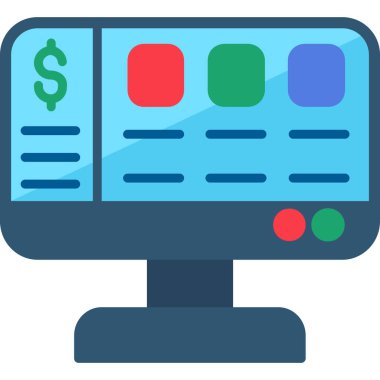 bilgisayar monitörü ikon vektör illüstrasyonu